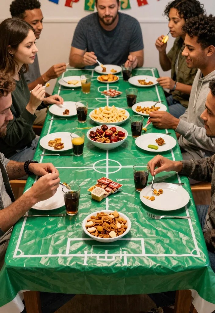 10 Budget-Friendly Super Bowl Watch Party Ideas That Will Wow Your Guests! - 6. DIY Football Field Tablecloth 1