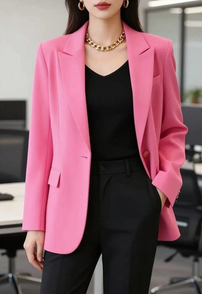 16 Creative Ways to Layer Pink Fluorescent Outfits for a Unique Look! - 3. Bright Oversized Blazer 1
