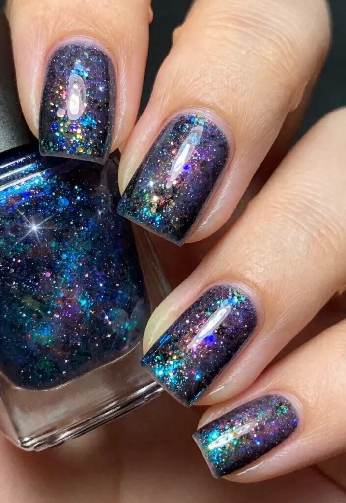 20 Colorful Nail Designs That Will Make Your Hands the Center of Attention (Check Out #8!) - 10. Glitter Galaxy 1