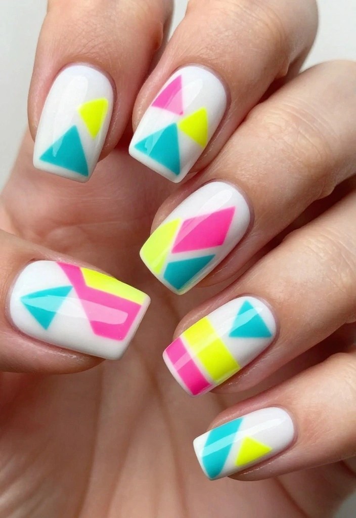 20 Colorful Nail Designs That Will Make Your Hands the Center of Attention (Check Out #8!) - 3. Geometric Funk 1