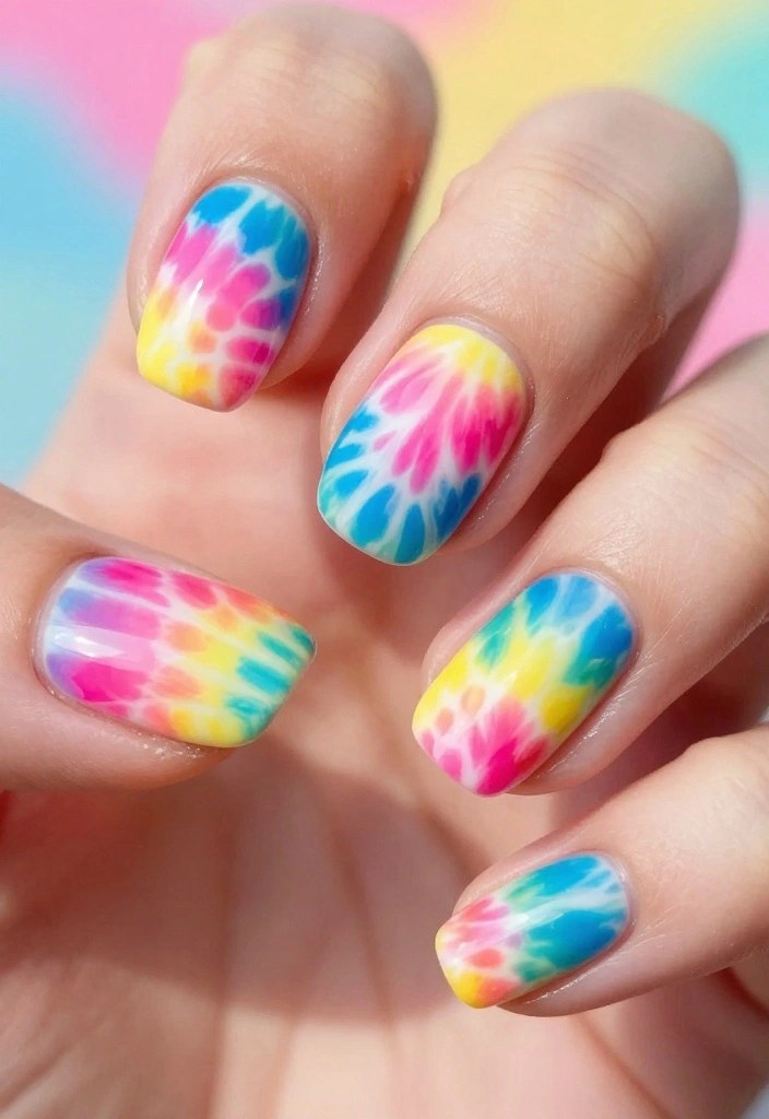 30 Colorful Nail Art Trends for Spring 2026 You Won't Want to Miss! - 11. Tie-Dye Delight 1