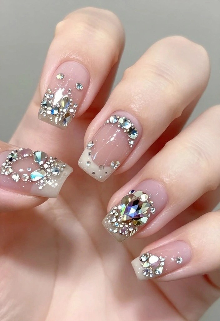 30 Colorful Nail Art Trends for Spring 2026 You Won't Want to Miss! - 23. Crystal Accents 1