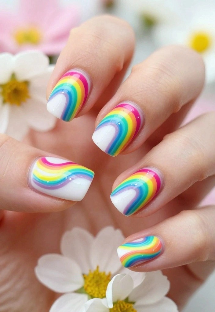 30 Colorful Nail Art Trends for Spring 2026 You Won't Want to Miss! - 4. Rainbow Swirls 1