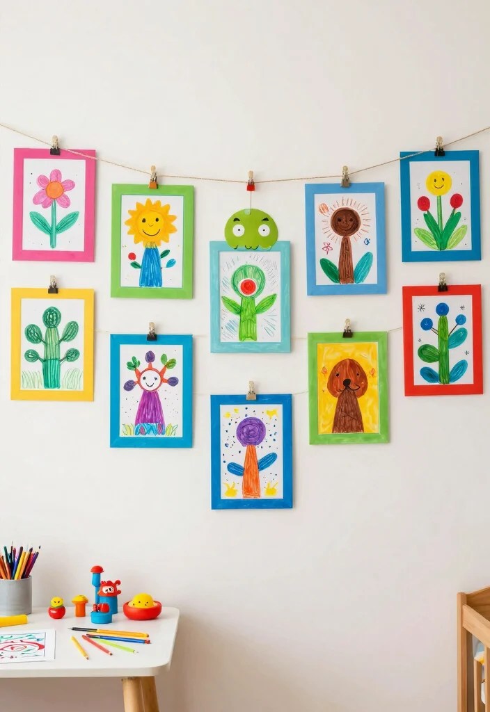 DIY Wall Decor on a Budget: How to Create Art That Speaks to You - 9. Kids' Art Display 1
