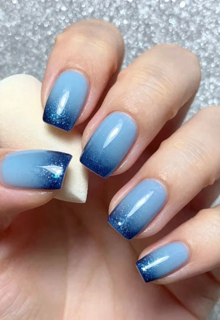 Step By Step: How to Create DIY Winter Nails That Impress - 1. Frosty Blue Ombre 1