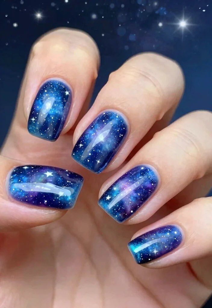 Step By Step: How to Create DIY Winter Nails That Impress - 10. Winter Galaxy Nails 1