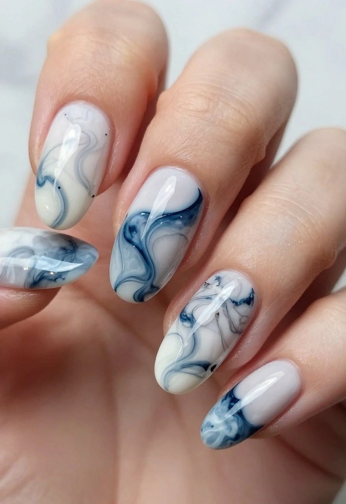 Step By Step: How to Create DIY Winter Nails That Impress - 7. Elegant Marble Effect 1